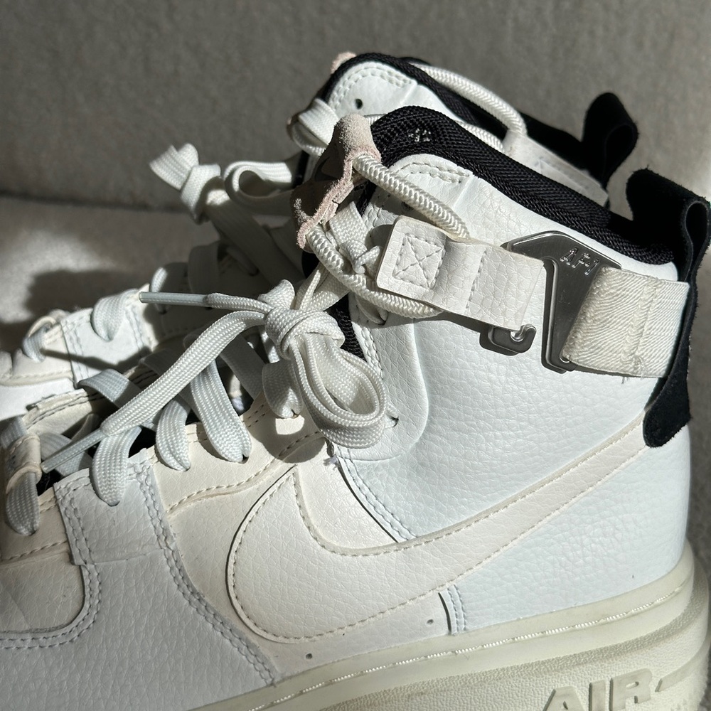 Women’s White and Black High-Top Sneakers - Picture 2 of 7